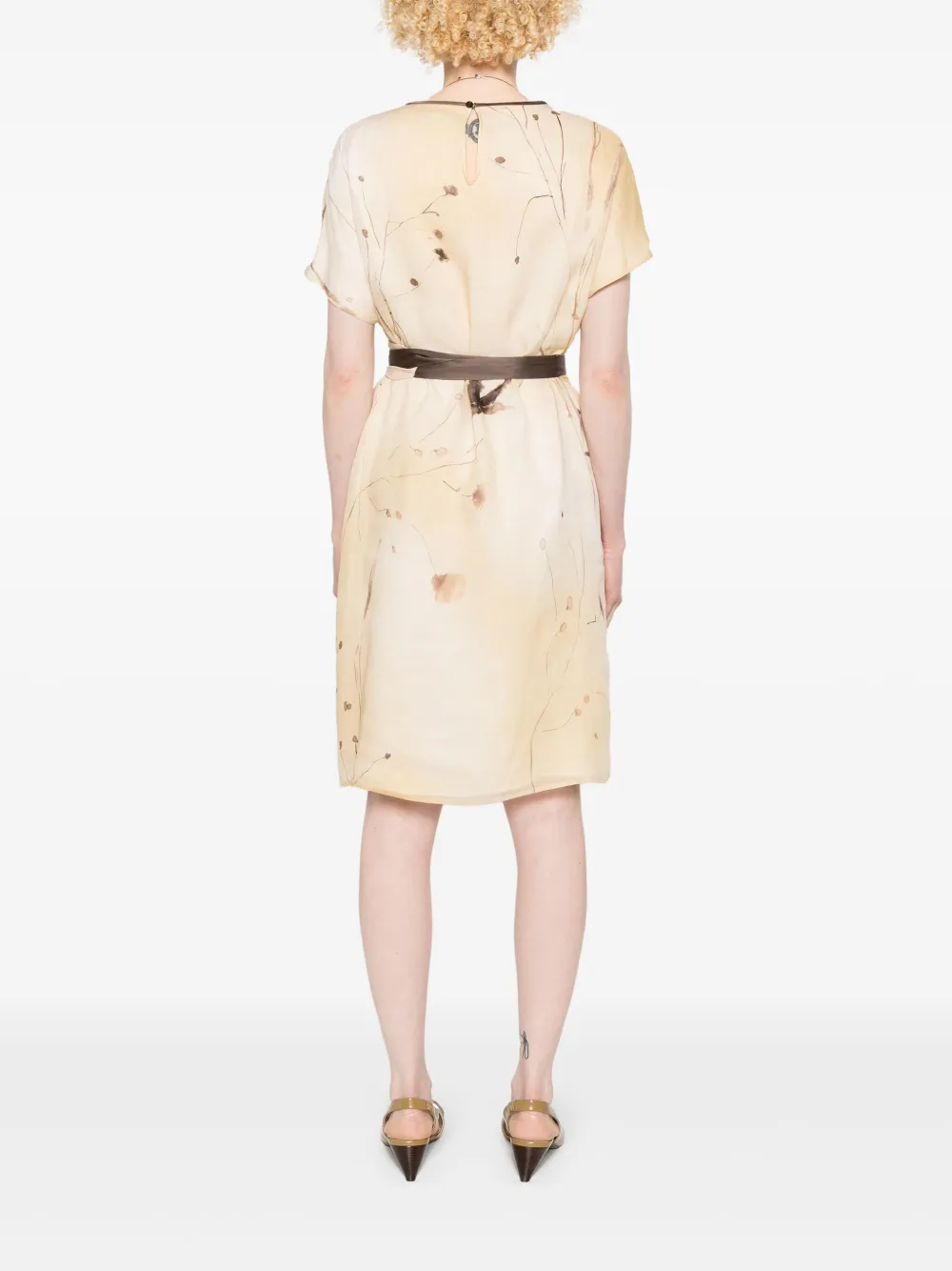 Peserico Midi-jurk met print Beige