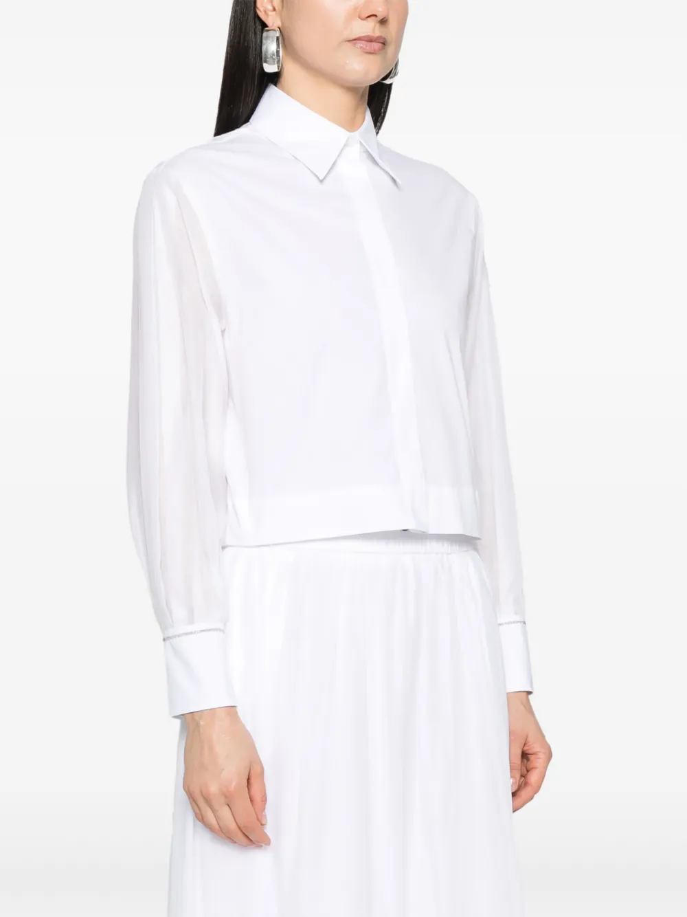 Shop Peserico Cropped Shirt In White