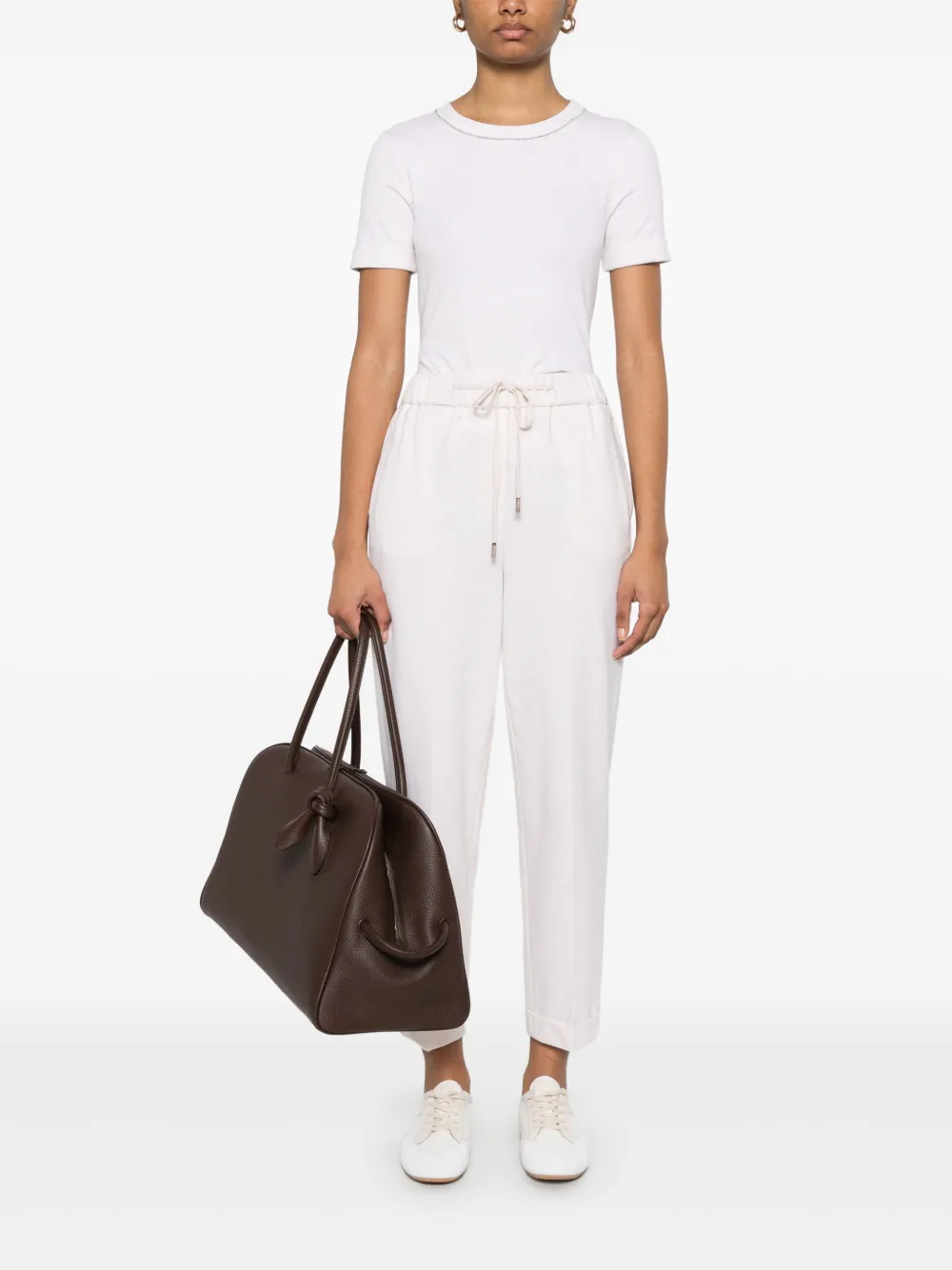 Shop Peserico Ribbed T-shirt In Neutrals