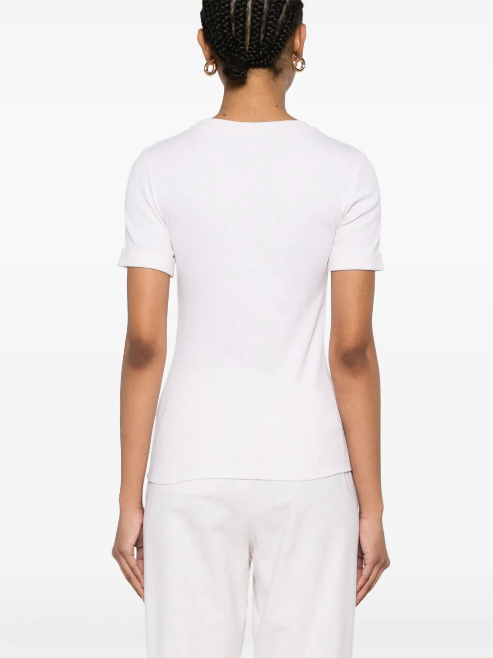 Shop Peserico Ribbed T-shirt In Neutrals