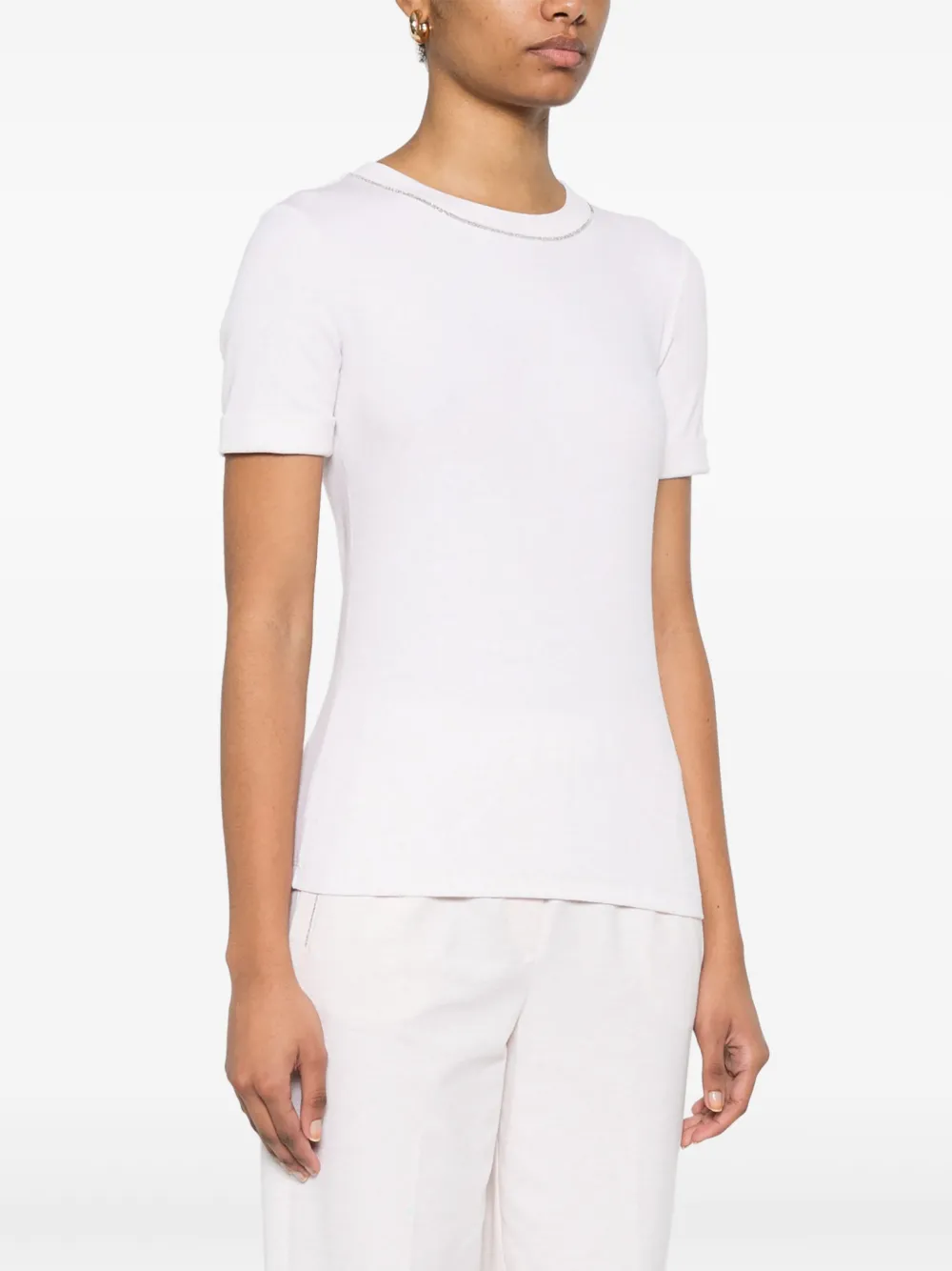 Shop Peserico Ribbed T-shirt In Neutrals