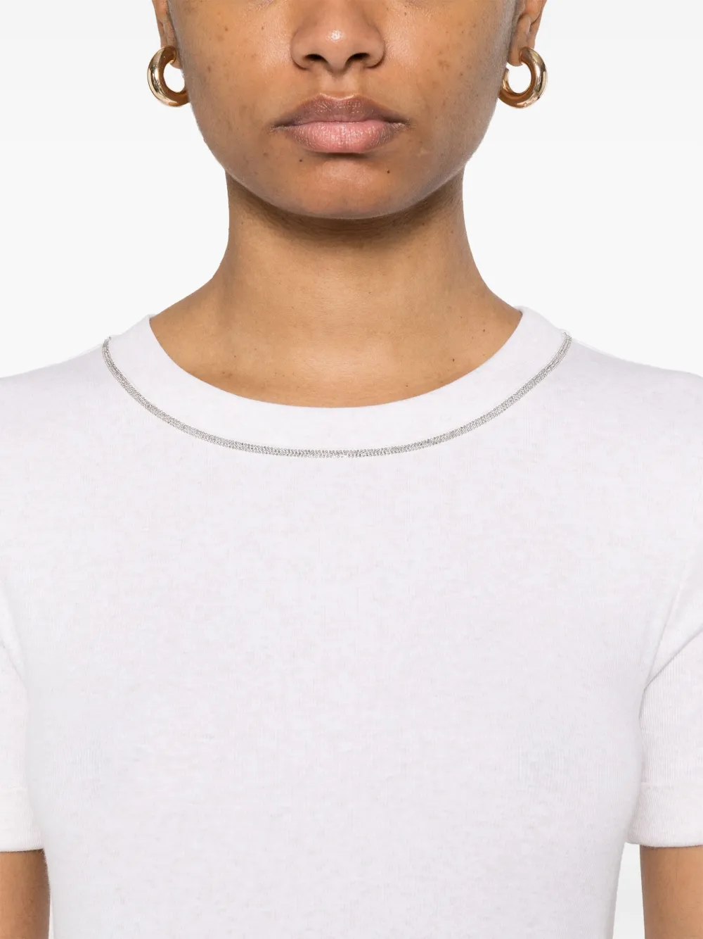 Shop Peserico Ribbed T-shirt In Neutrals
