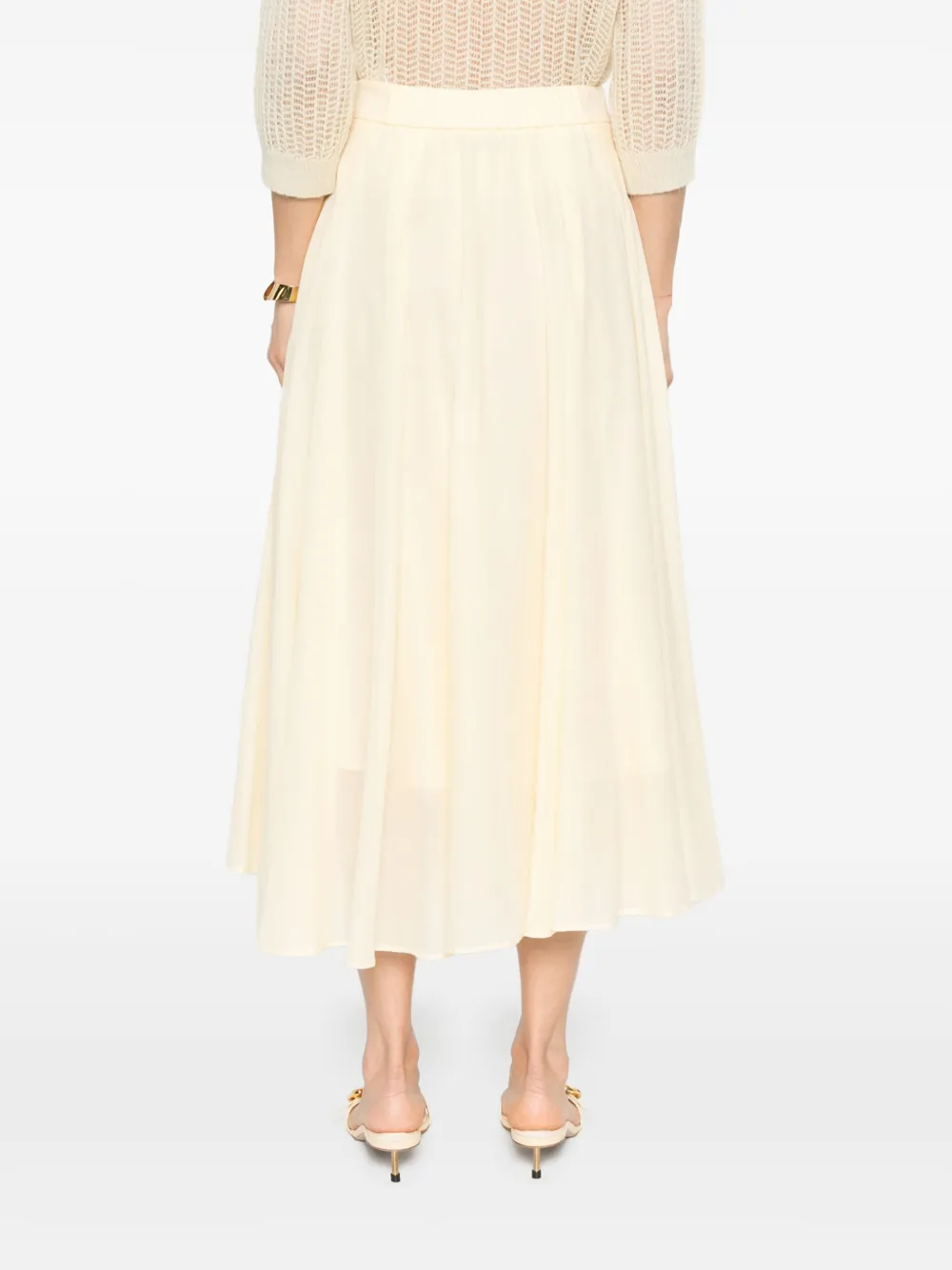Shop Peserico Cotton Midi Skirt In Yellow