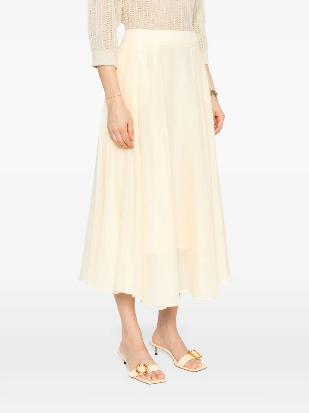 Shop Peserico Cotton Midi Skirt In Yellow