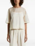 Peserico quarter-sleeve sheer-effect T-shirt - Neutrals
