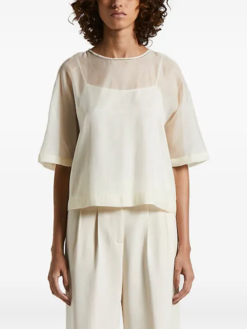 Peserico quarter-sleeve sheer-effect T-shirt