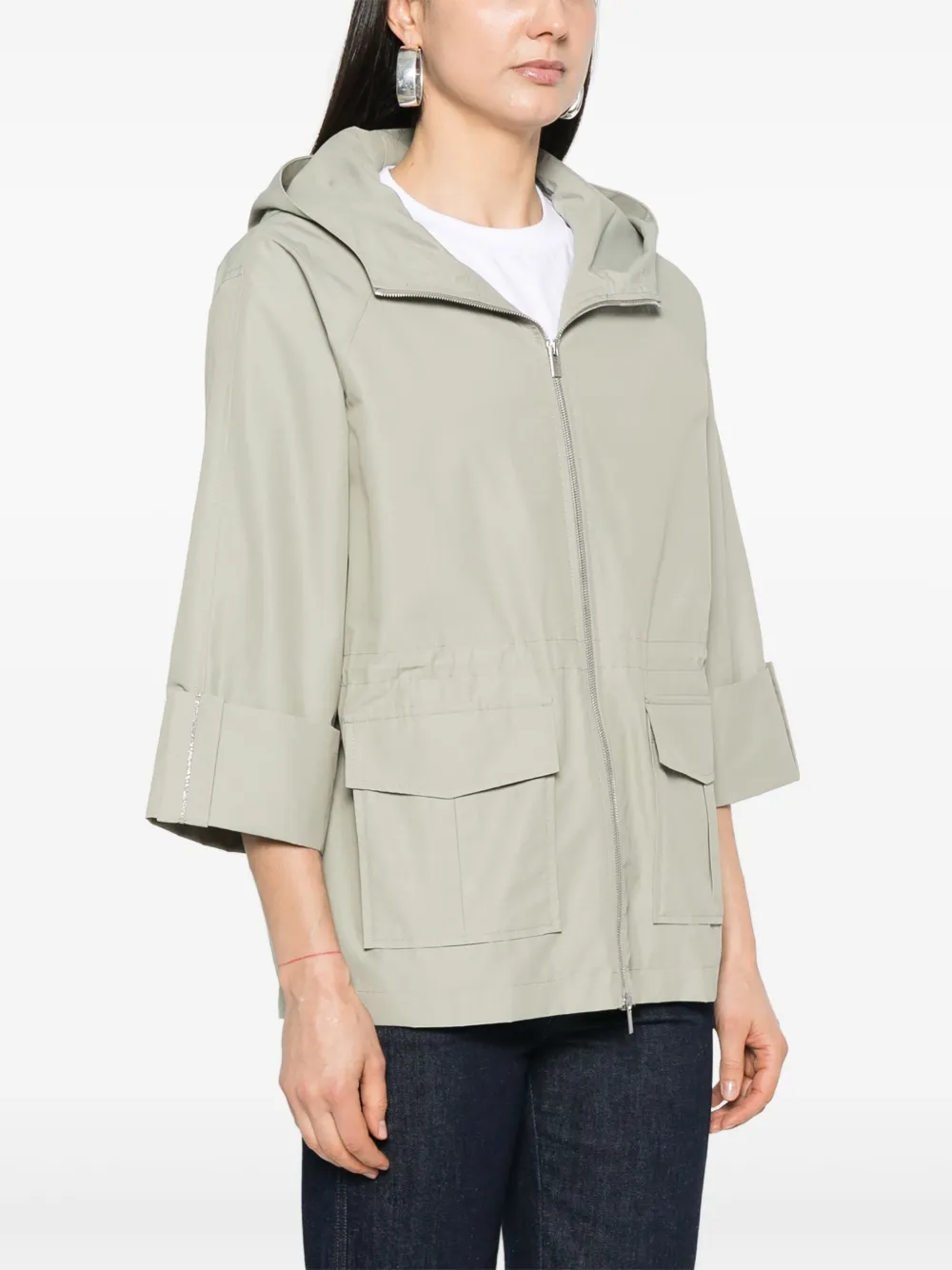 Shop Peserico Hooded Jacket In Green