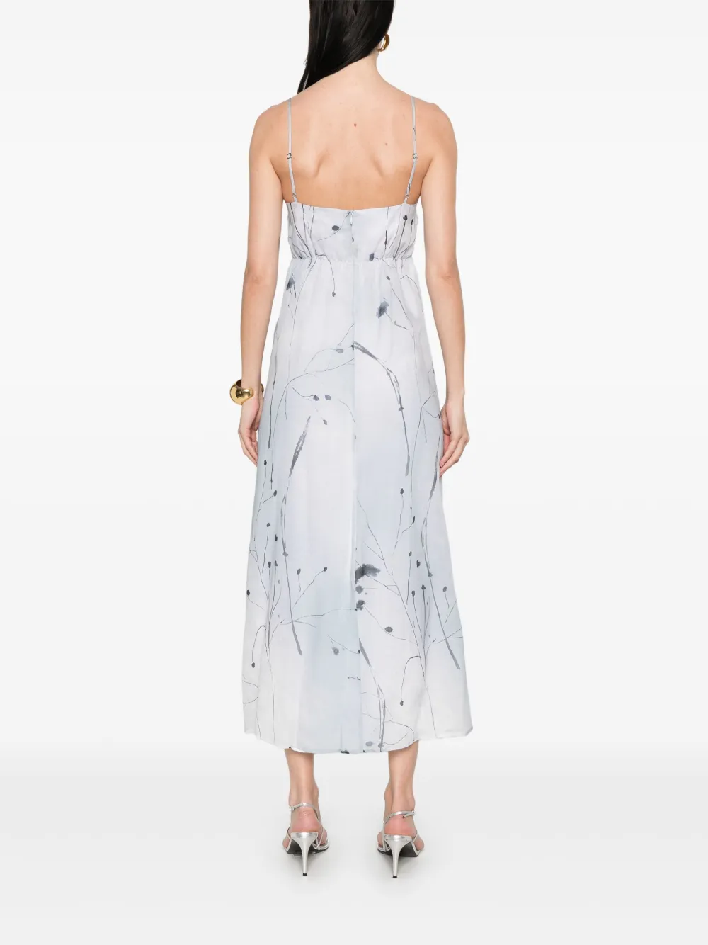 Shop Peserico Floral-print Maxi Dress In Blue