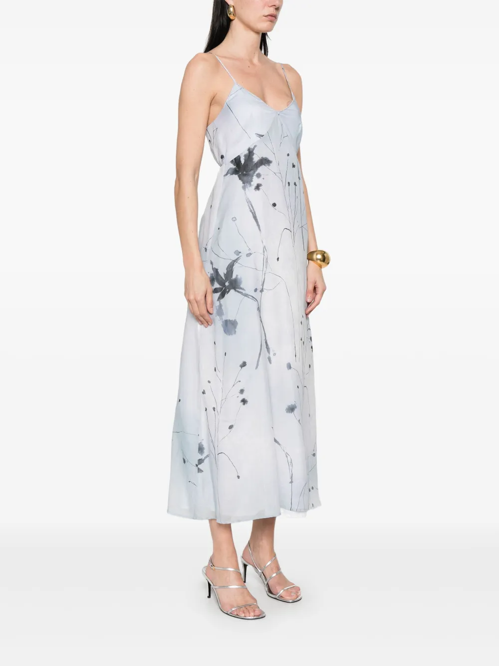 Shop Peserico Floral-print Maxi Dress In Blue