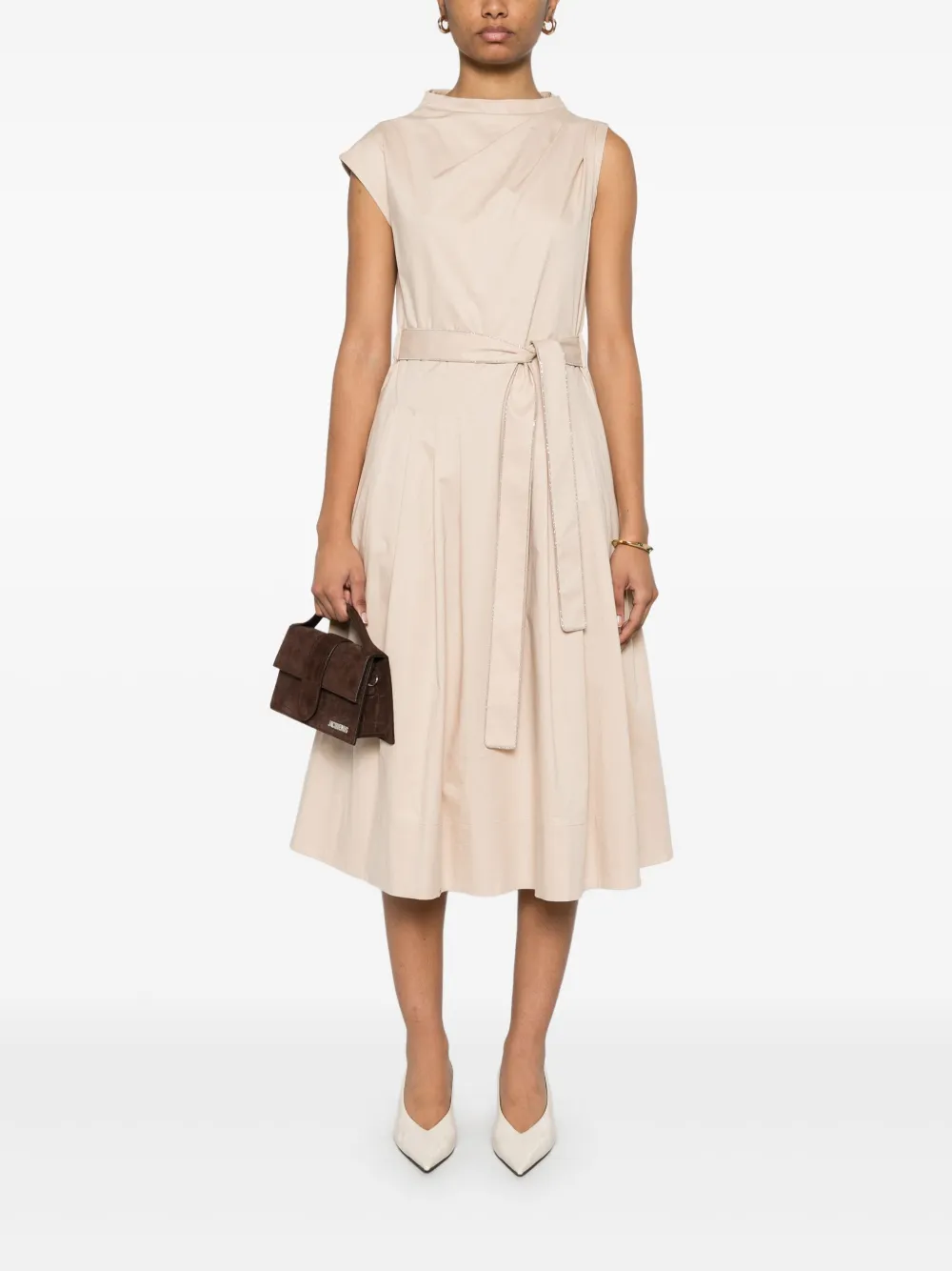 Peserico Punto Luce midi-jurk met ketting - Beige