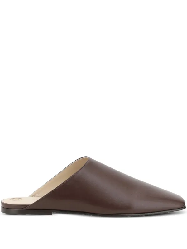 Loro Piana City Flat Mules in Brown