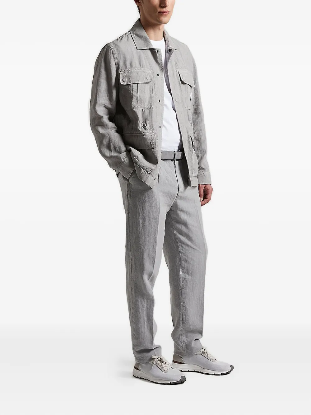 Peserico pleated linen trousers - Grijs