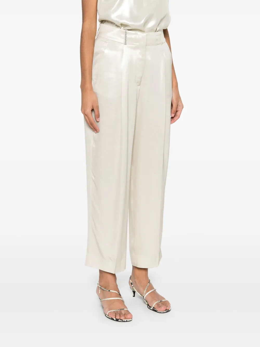 Peserico Gelamineerde twill broek Beige