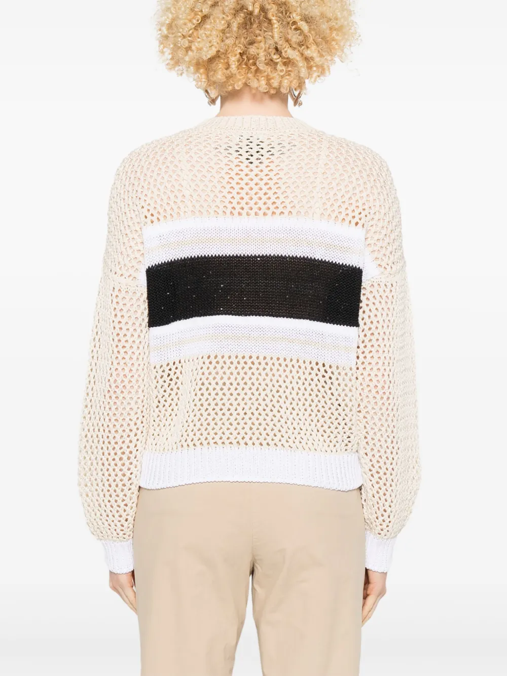 Shop Peserico Stripe-detailed Sweater In Neutrals