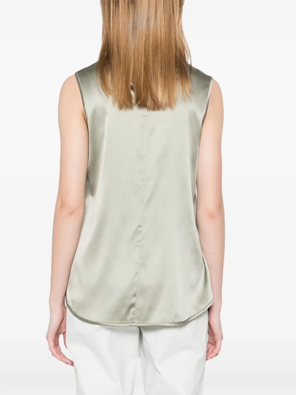 Shop Peserico Satin Blouse In Green