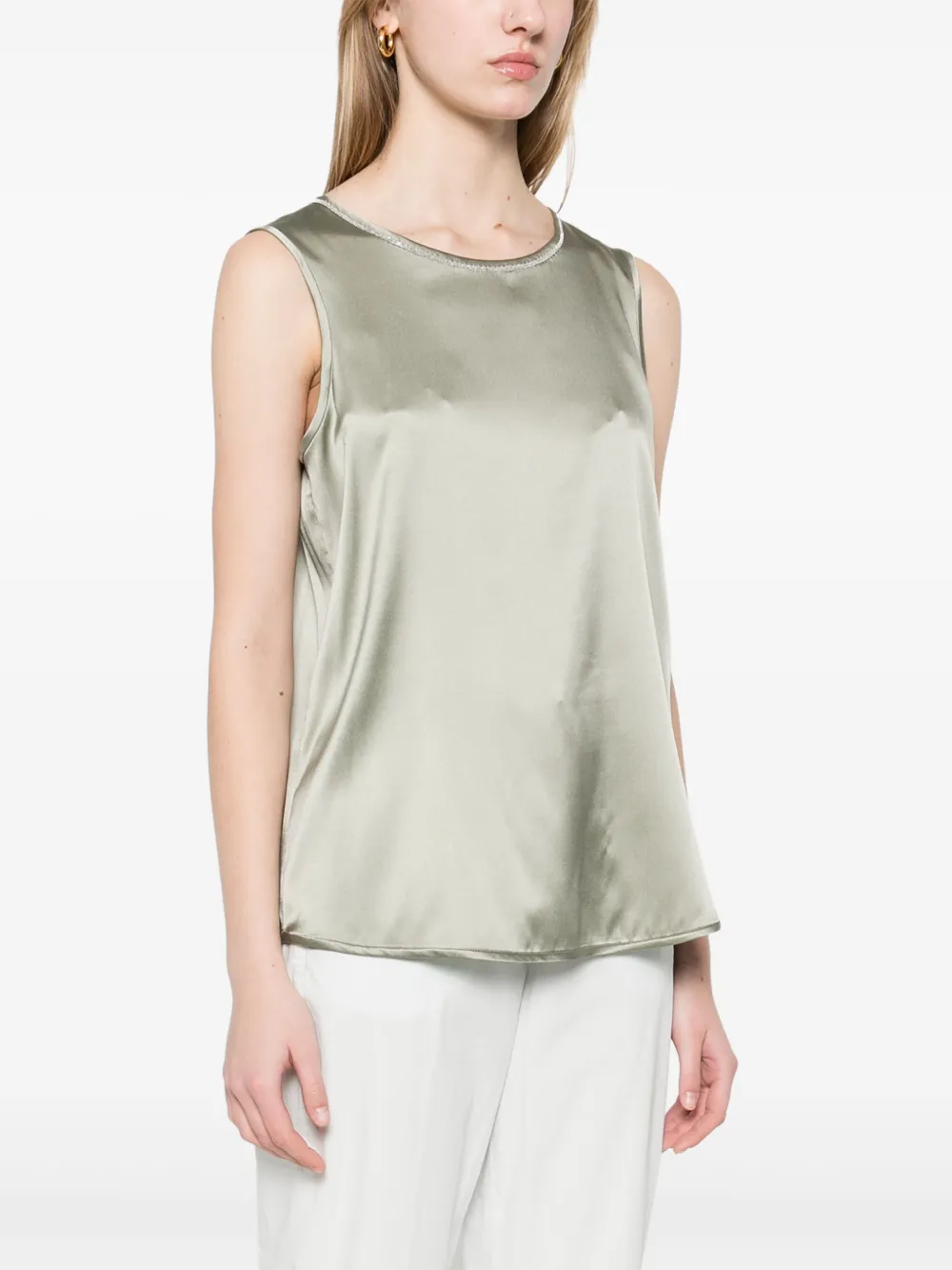 Shop Peserico Satin Blouse In Green
