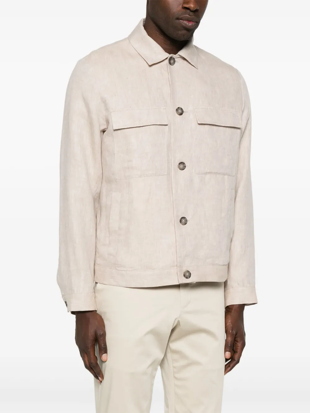 Peserico Linnen gabardine shirtjack Beige