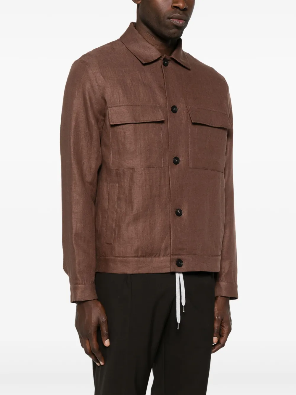 Peserico Linnen gabardine shirtjack Bruin