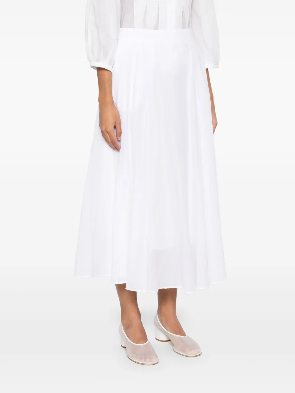 Shop Peserico Cotton Midi Skirt In White
