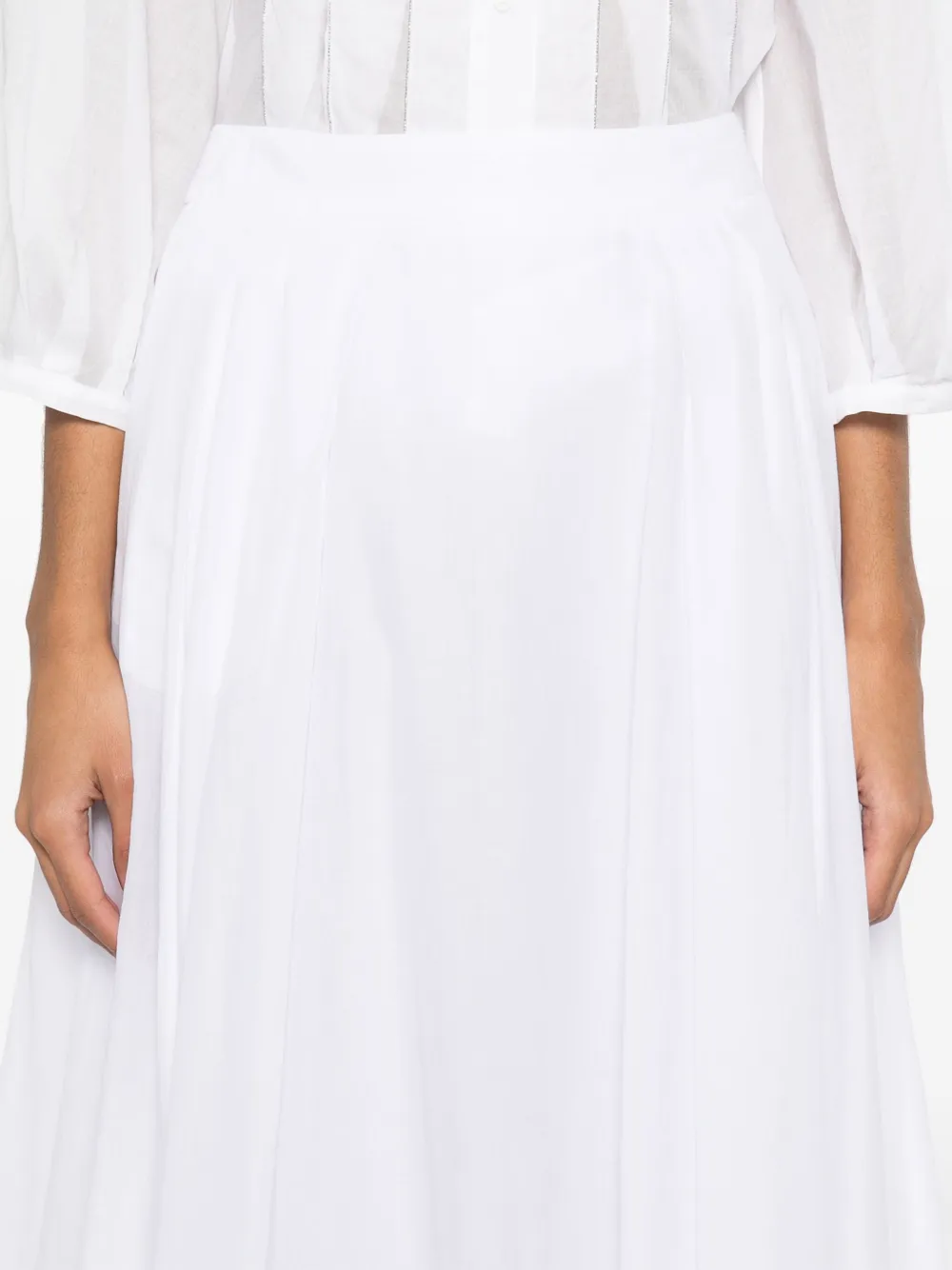 Shop Peserico Cotton Midi Skirt In White