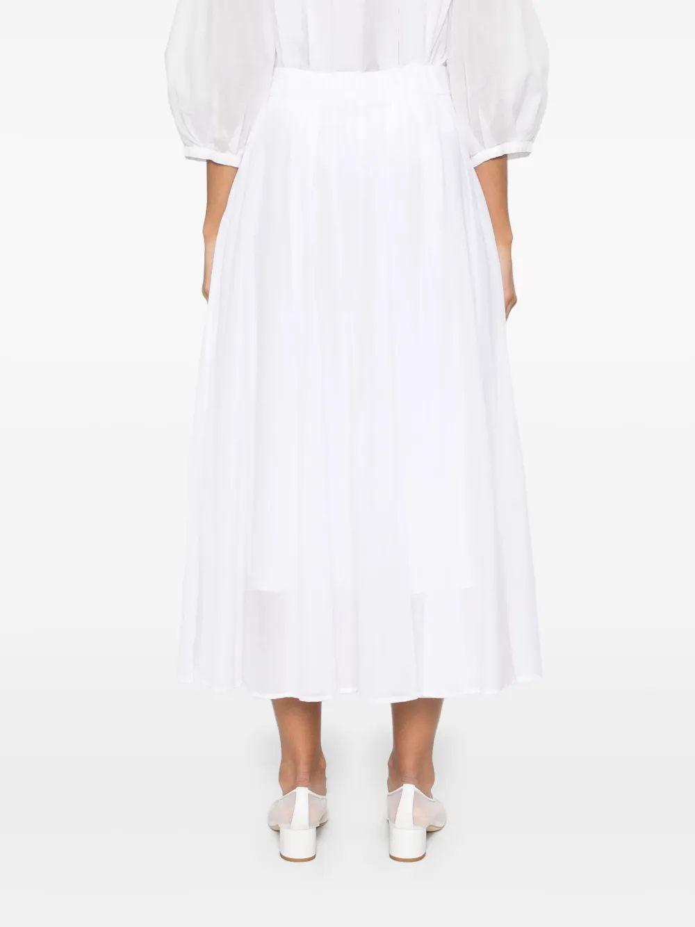 Shop Peserico Cotton Midi Skirt In White