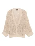 Peserico sequin-embellished cotton cardigan - Neutrals