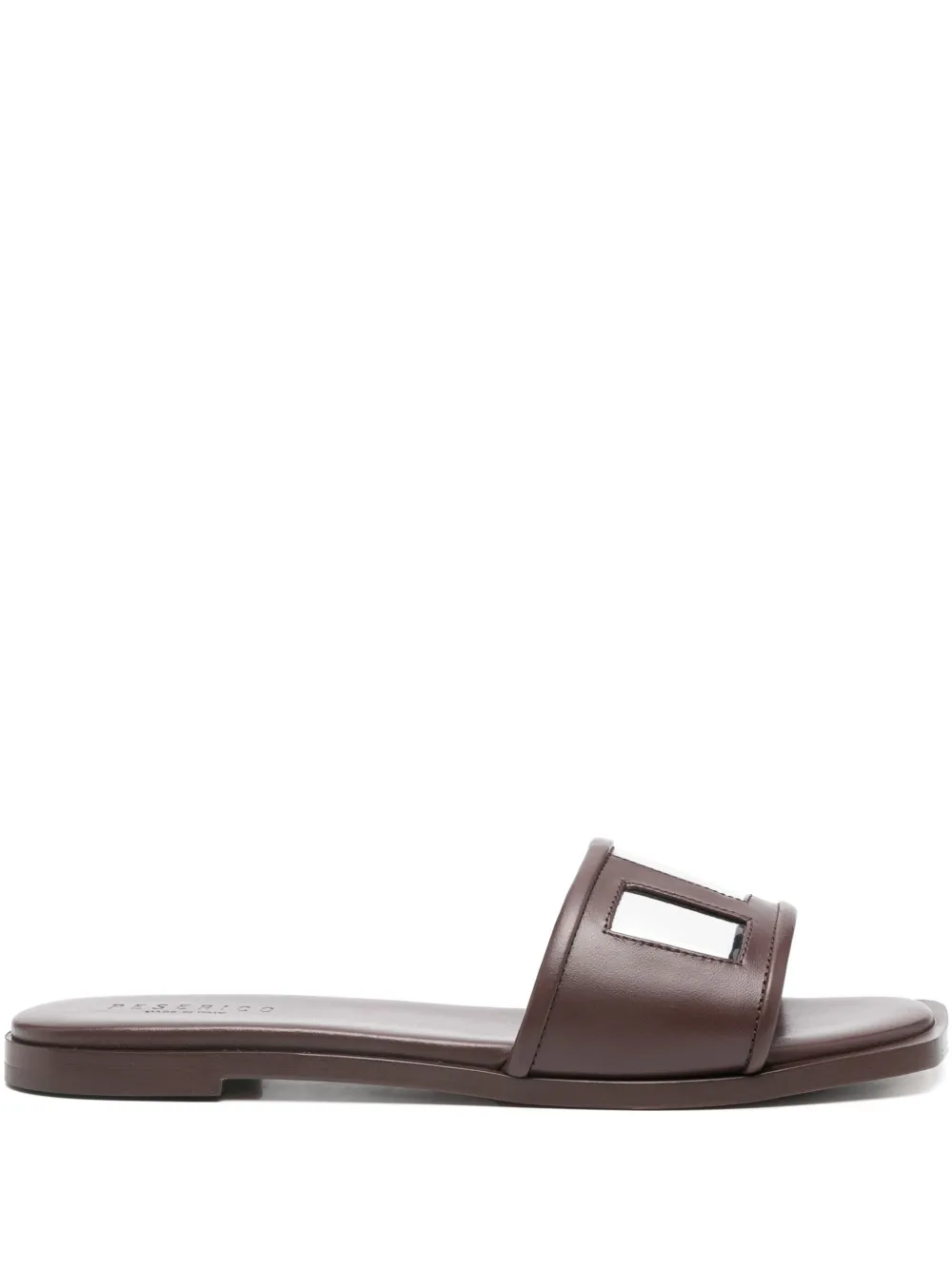 Peserico leather slides Brown