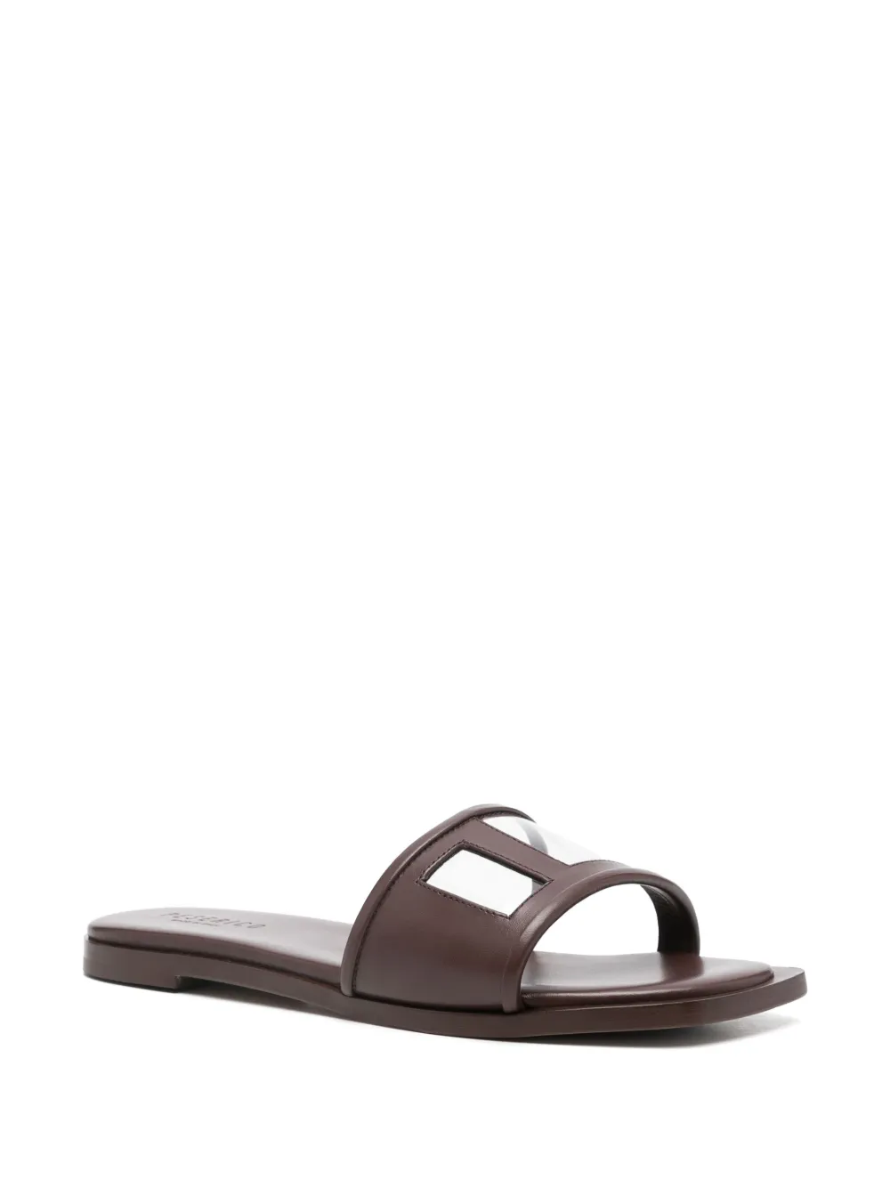 Peserico leather slides Brown