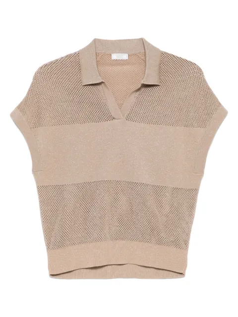 Peserico lurex-embellished polo top