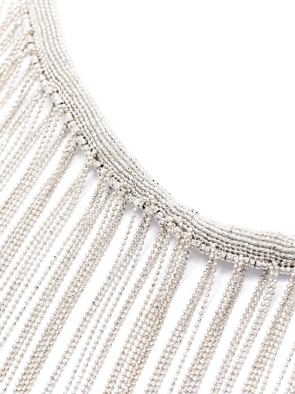 Shop Peserico Fringed Necklace In Grey