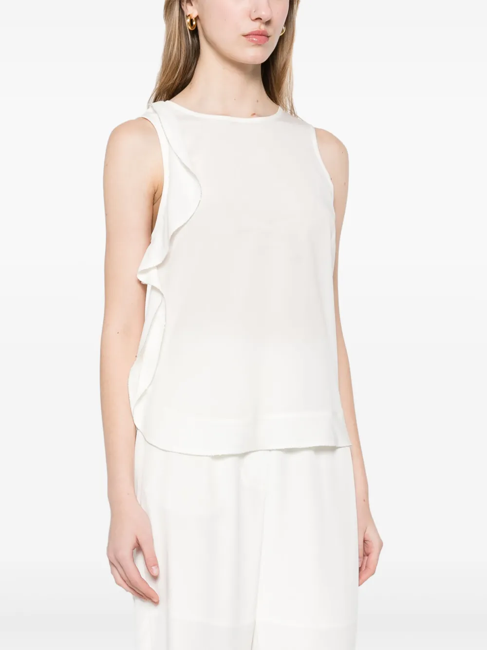Shop Peserico Ruffle-detail Blouse In White