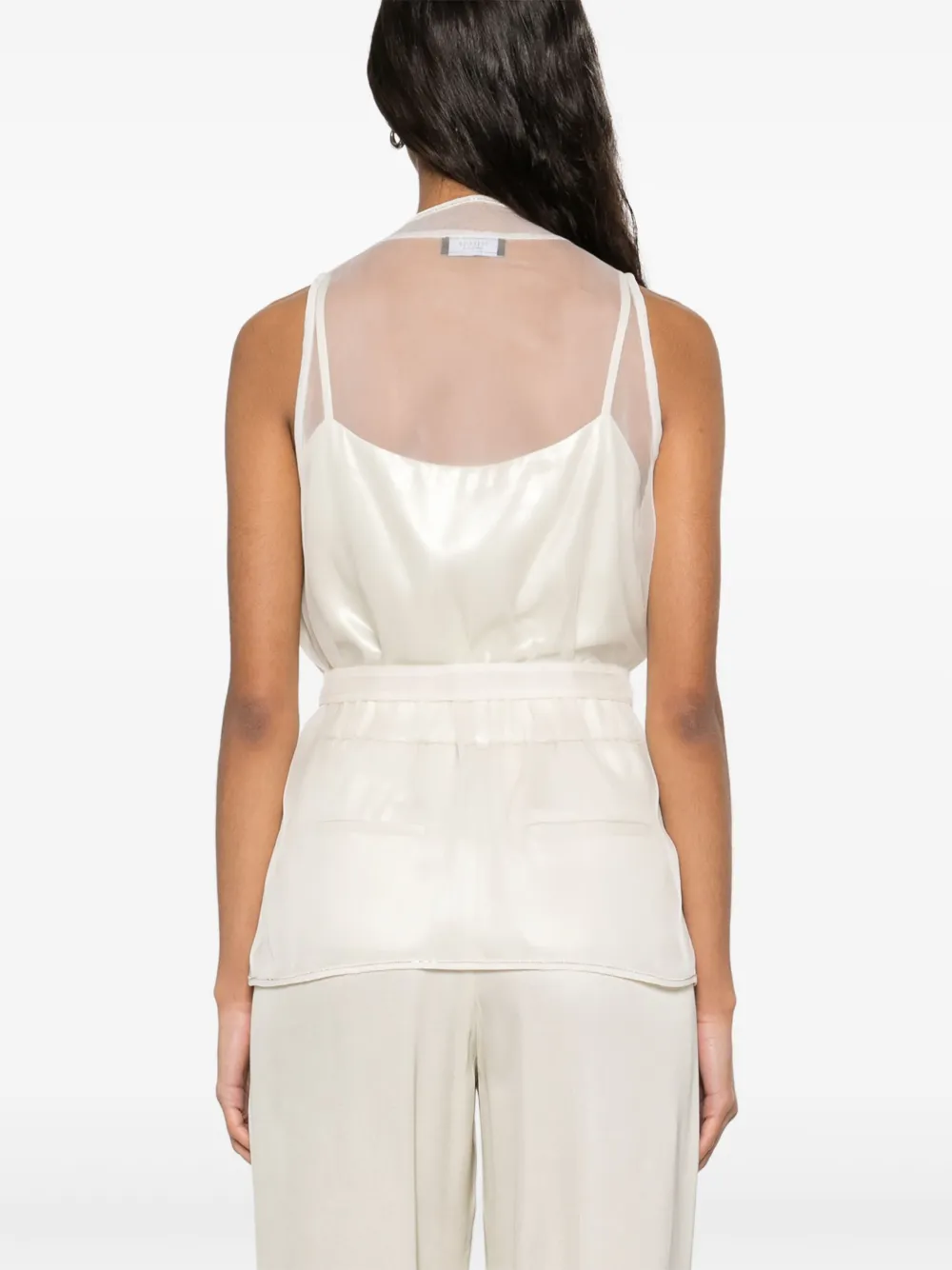 Shop Peserico Punto Luce-detail Organza Top In Neutrals