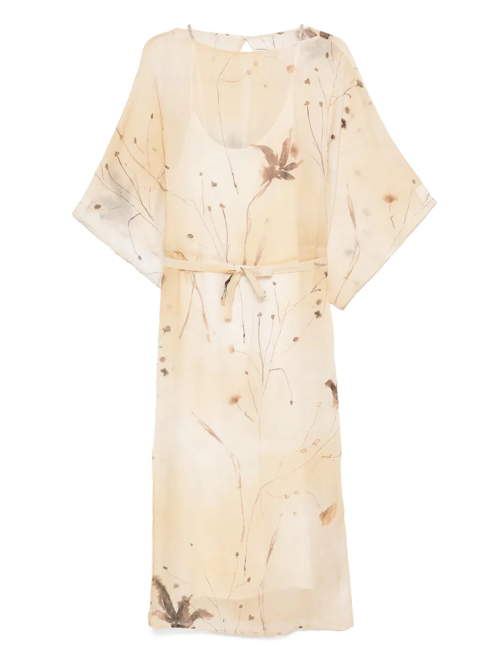 Shop Peserico Printed Midi Dress In Neutrals