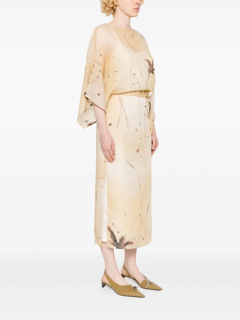 Shop Peserico Printed Midi Dress In Neutrals