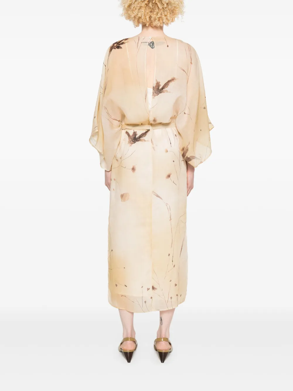 Shop Peserico Printed Midi Dress In Neutrals