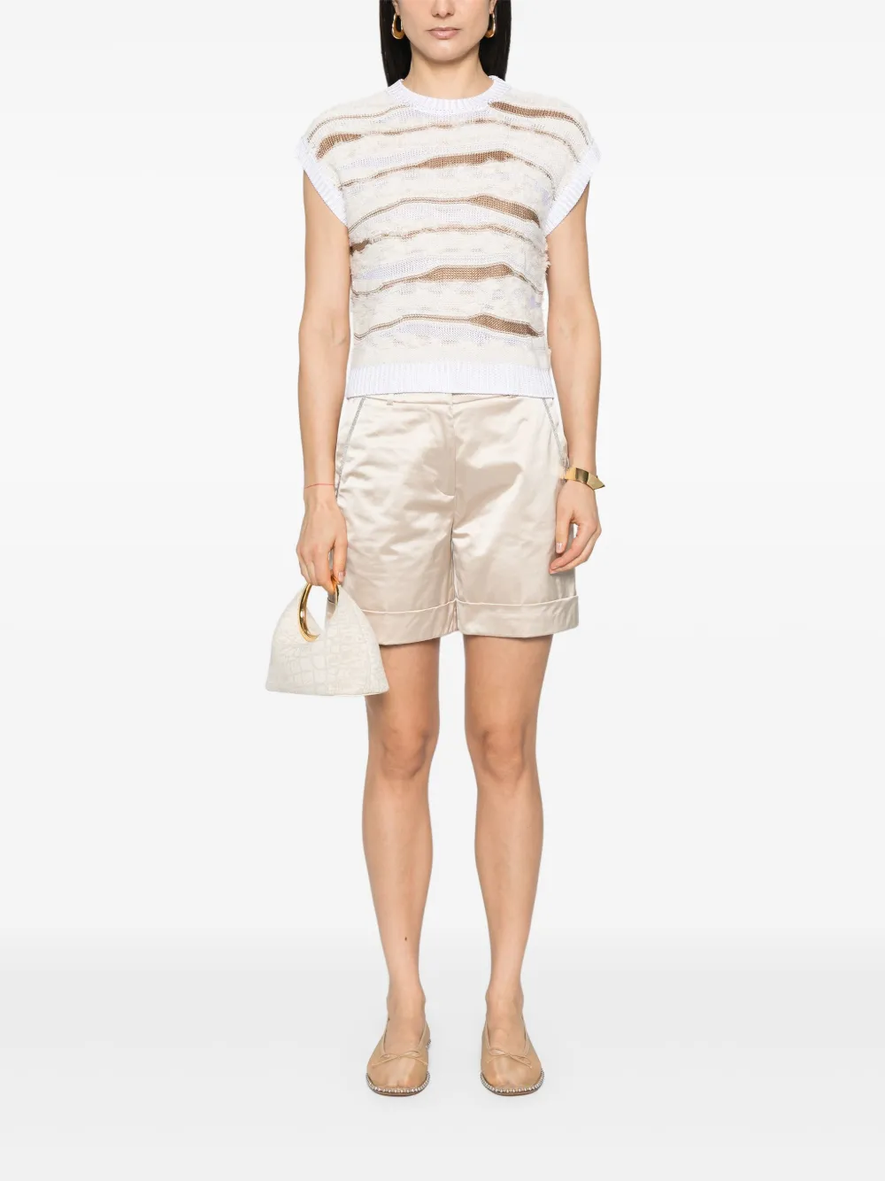 Peserico Satijnen shorts - Beige