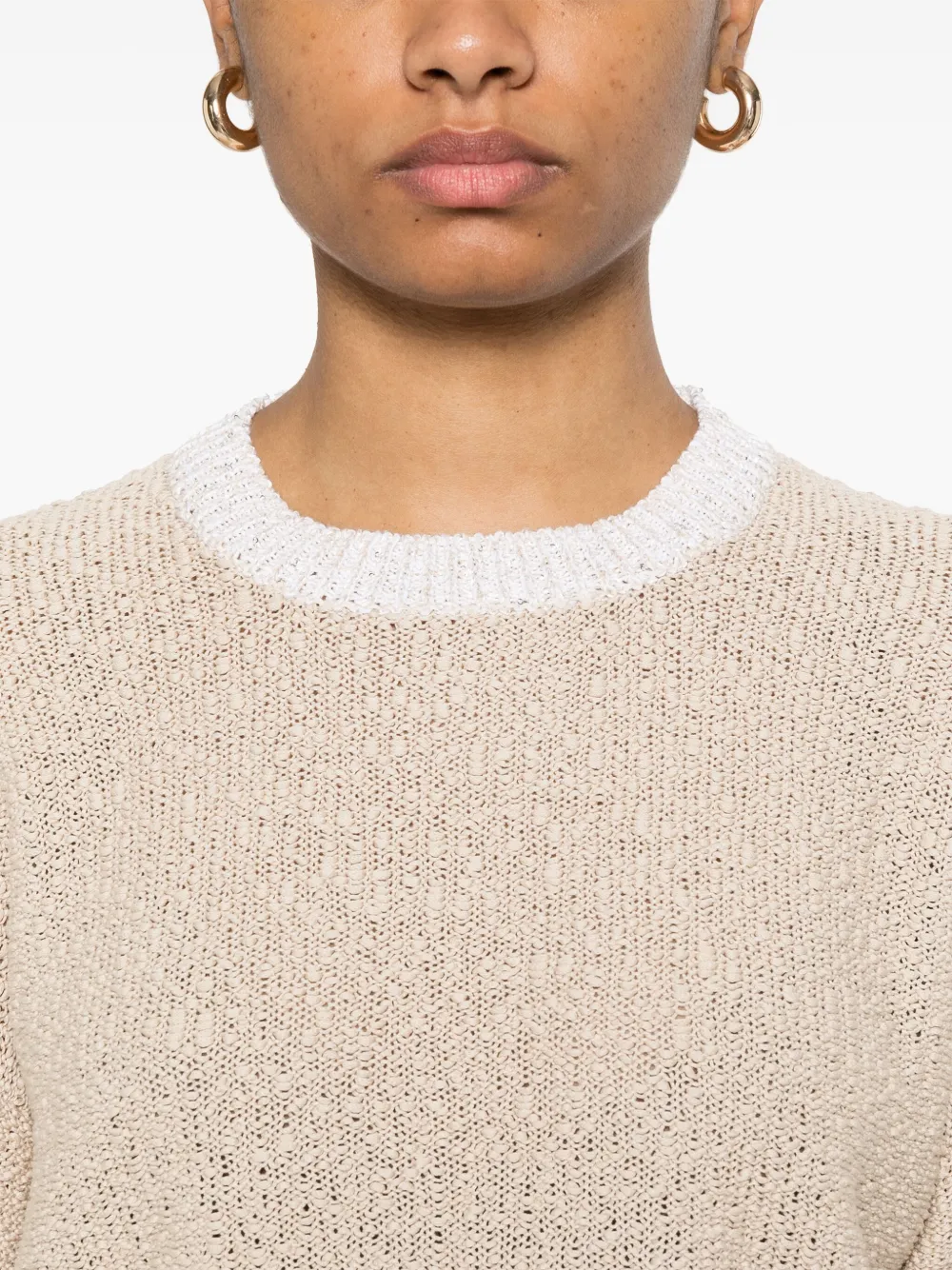 Shop Peserico Purl-knit Sweater In Neutrals