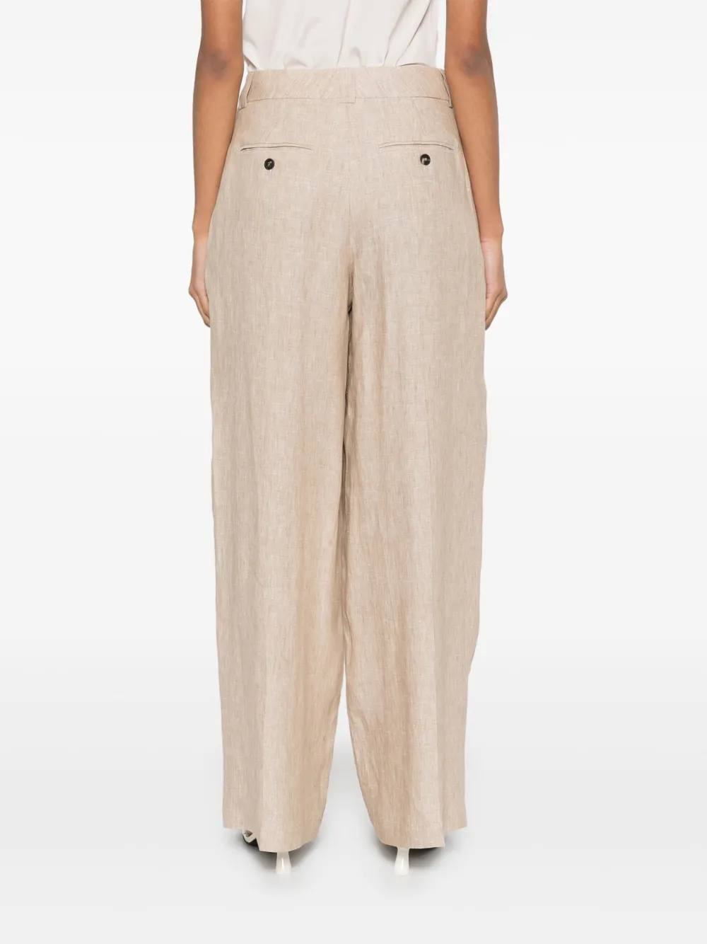 Peserico Linnen broek met gemêleerd effect Beige