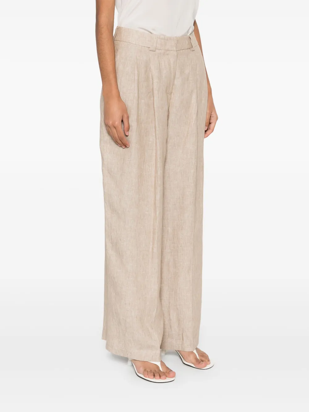 Peserico Linnen broek met gemêleerd effect Beige