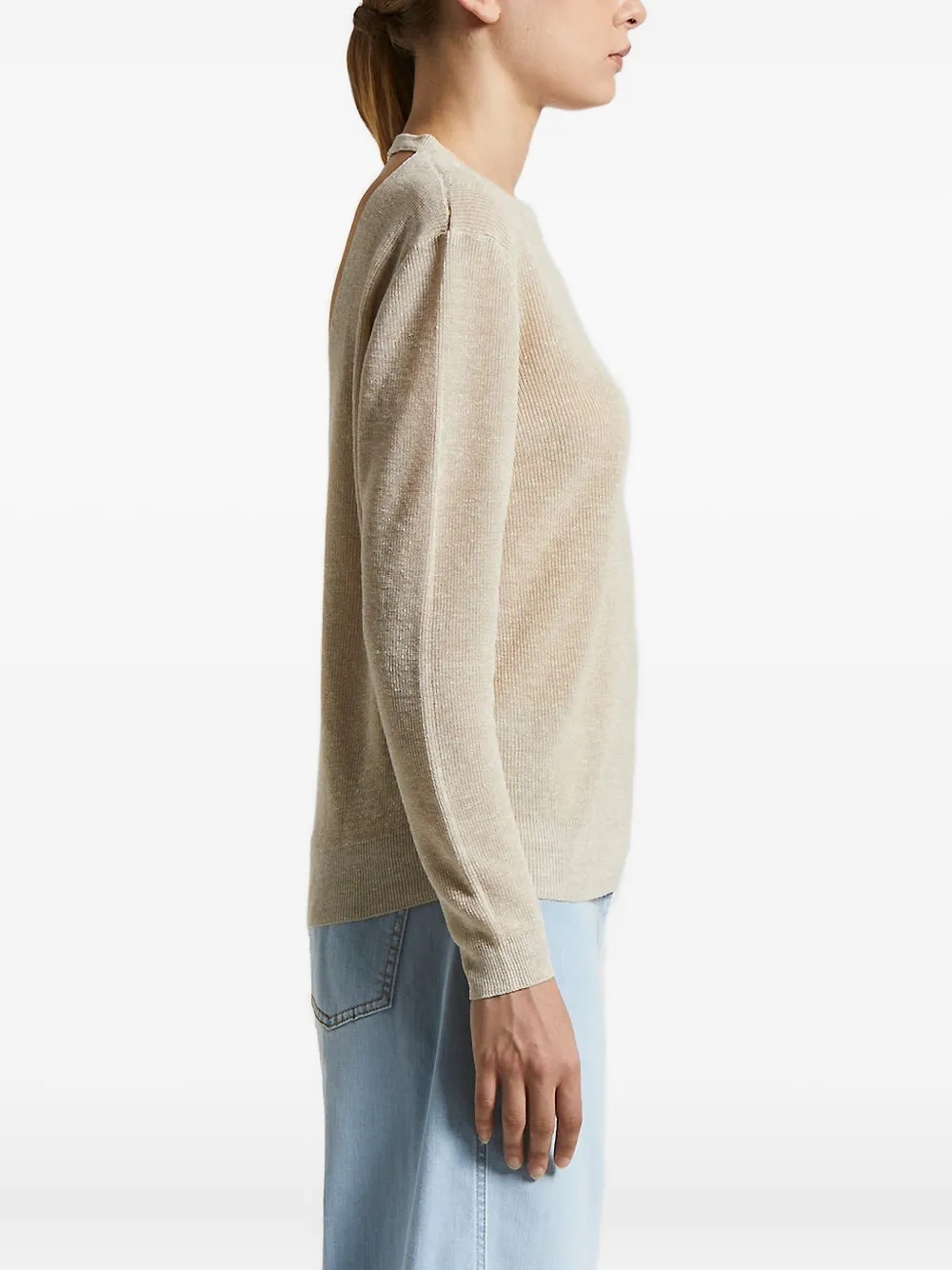Peserico Ribbed Open-back Sweater In Neutral