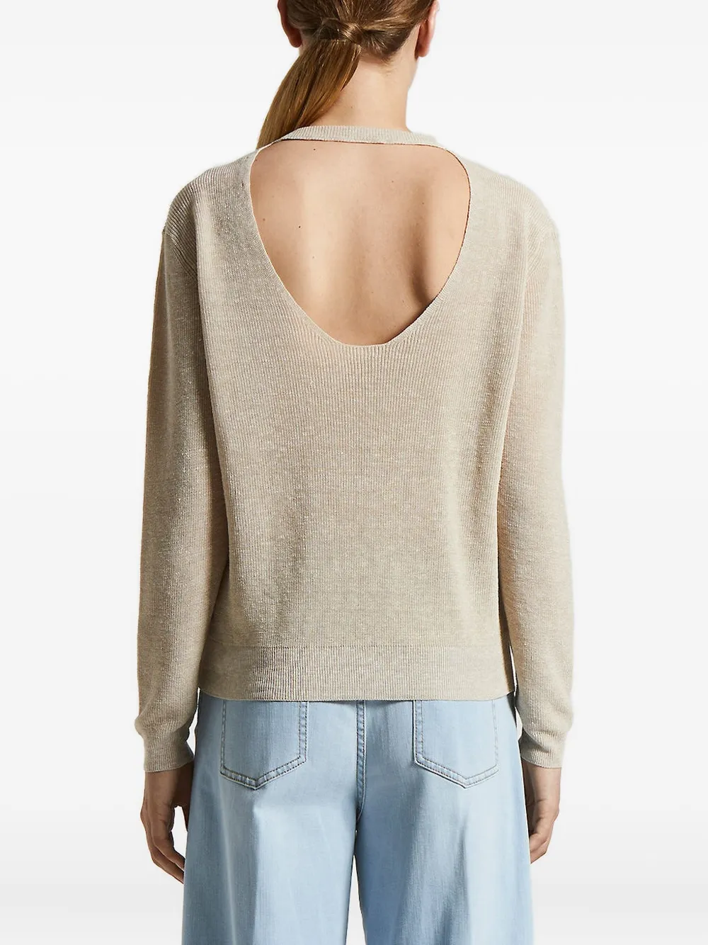 Peserico Ribbed Open-back Sweater In Neutral