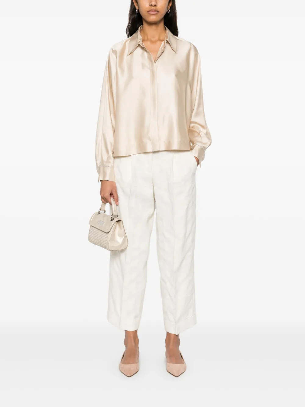 Peserico Satijnen blouse - Beige