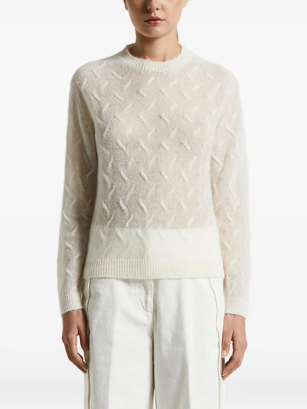 Peserico cable-knit round-neck sweater | White | Image 1