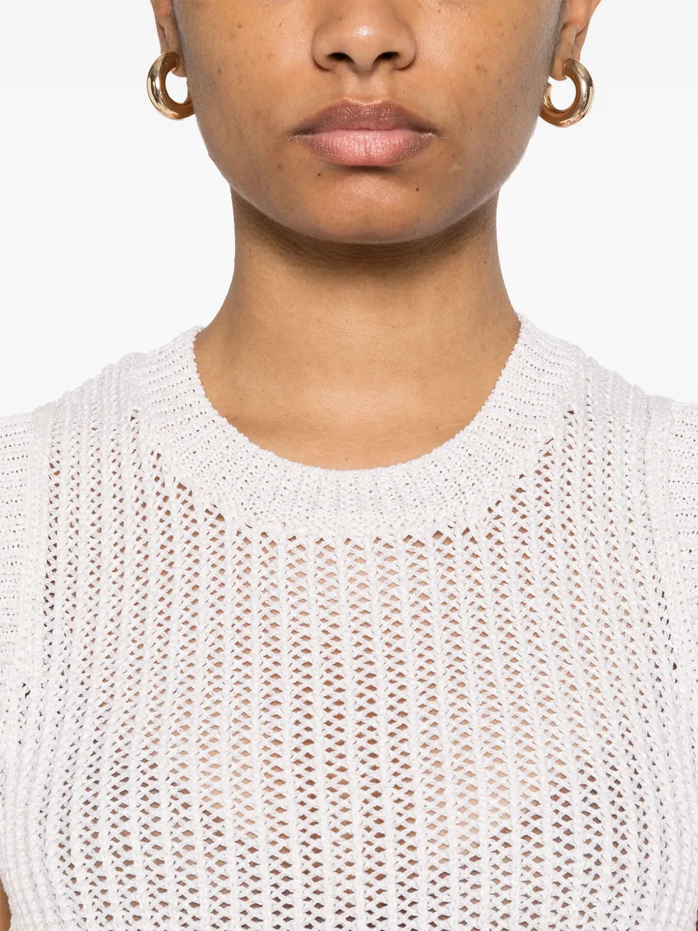 Shop Peserico Knitted Vest In Neutrals