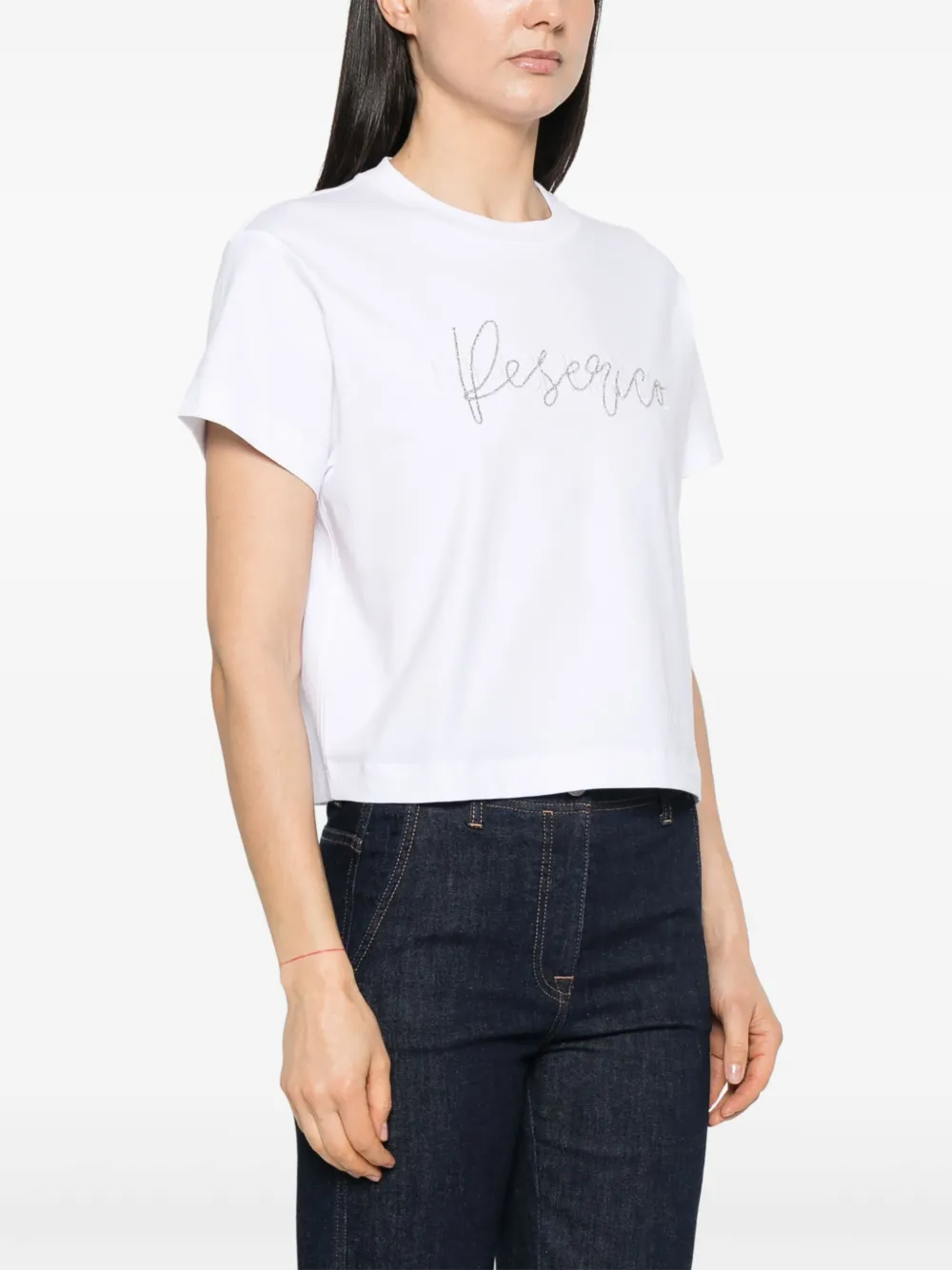 Peserico Katoenen T-shirt met geborduurd logo Wit