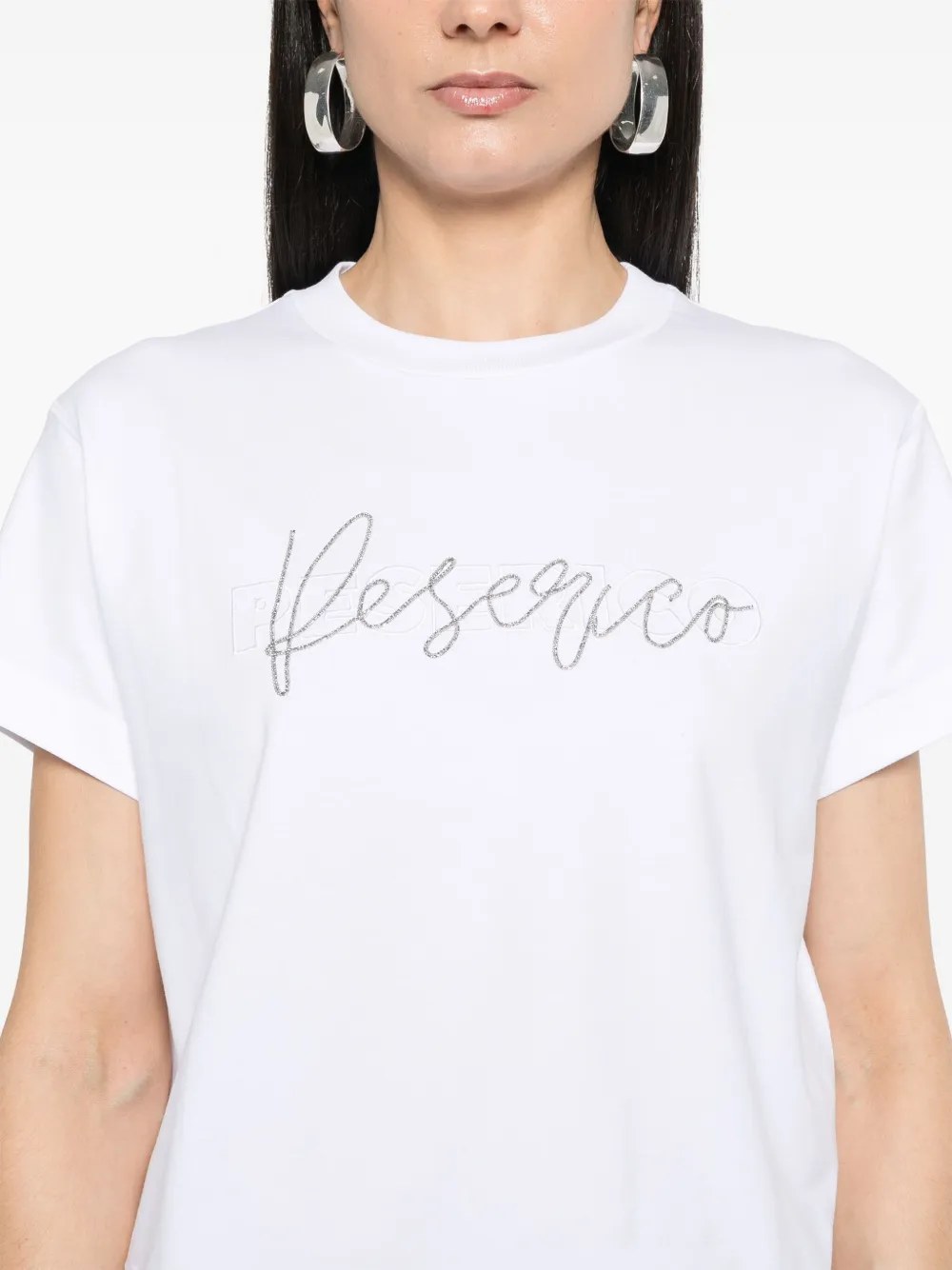Peserico Katoenen T-shirt met geborduurd logo Wit