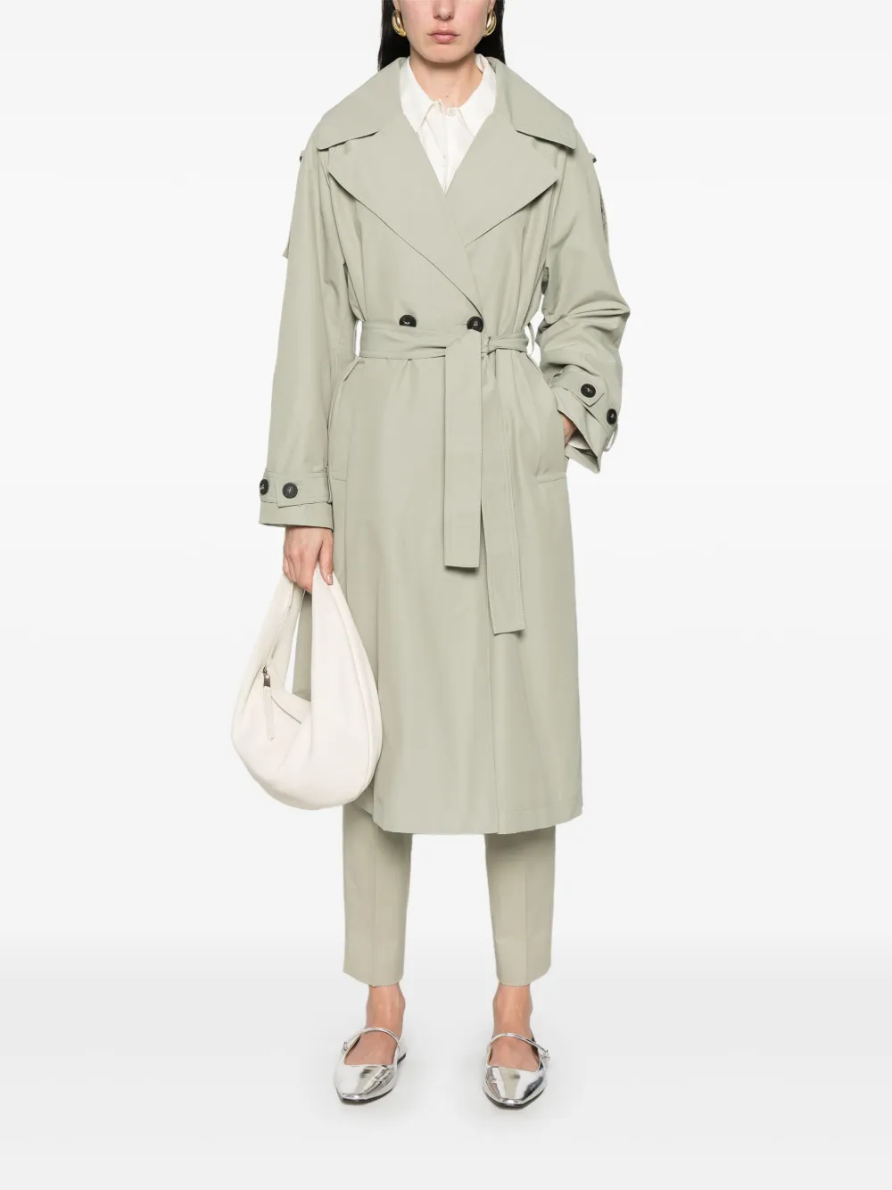 Peserico Trenchcoat met kralendetail - Groen