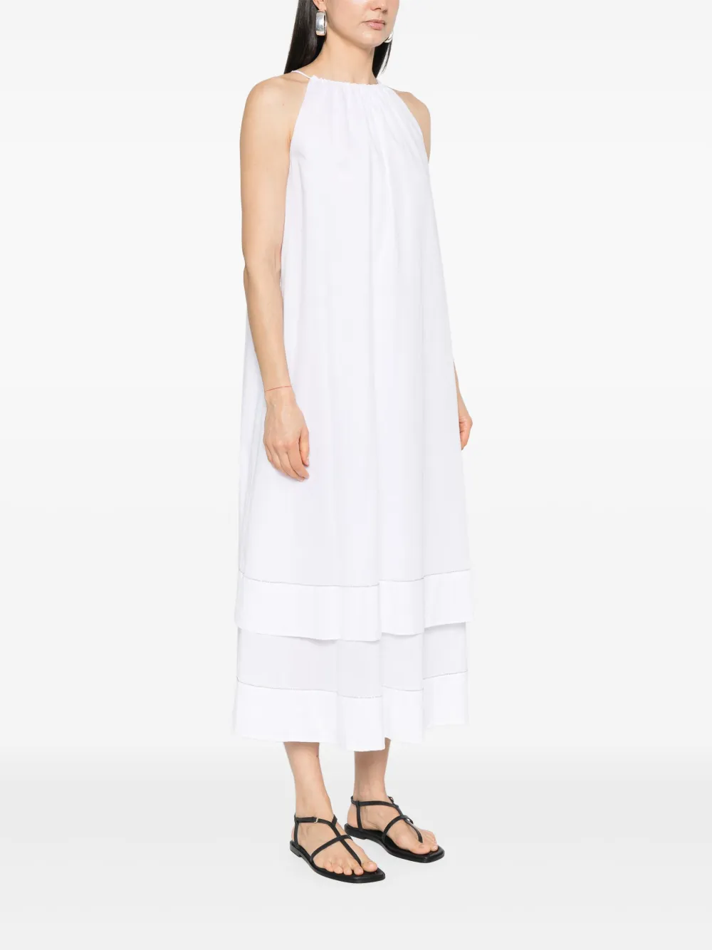 Shop Peserico Halterneck Maxi Dress In White