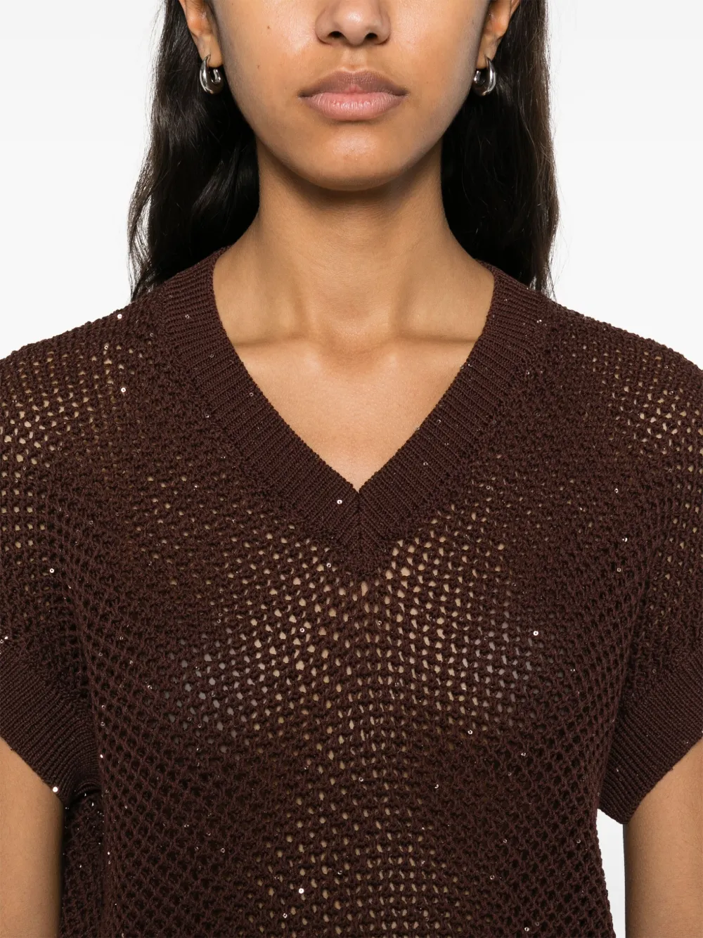 Shop Peserico Sequinned Vest In Brown