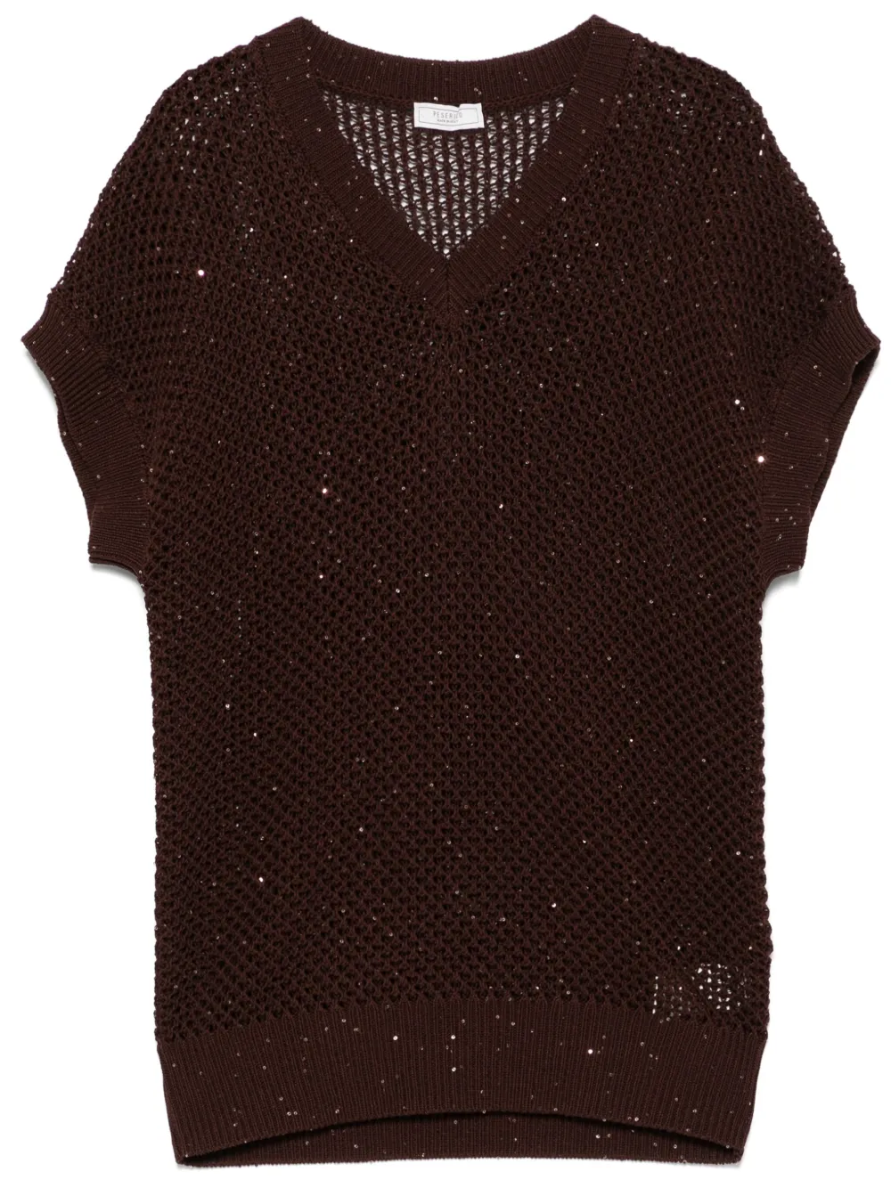 Shop Peserico Sequinned Vest In Brown